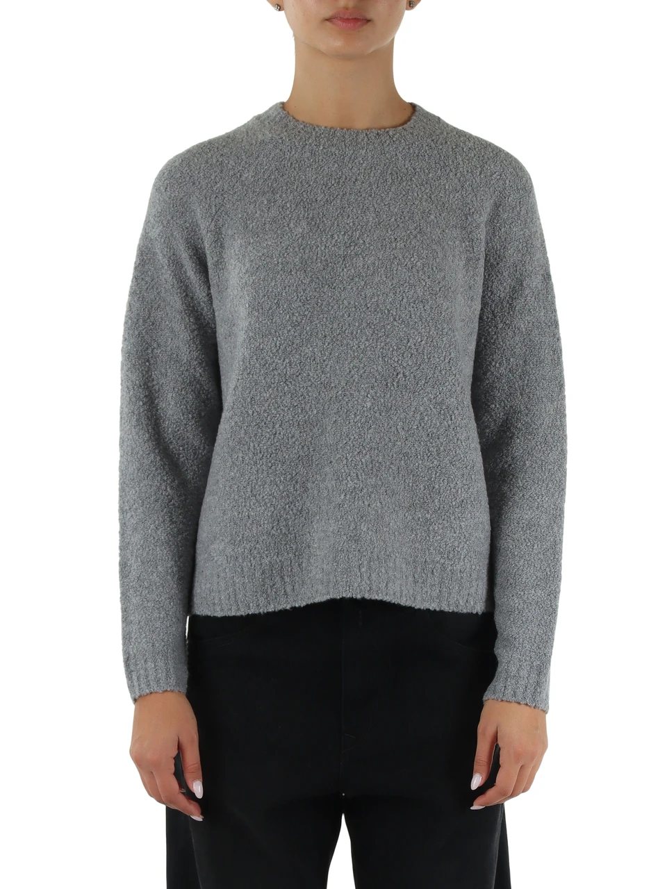 GRIGIO | Maglia girocollo in misto lana e cashmere