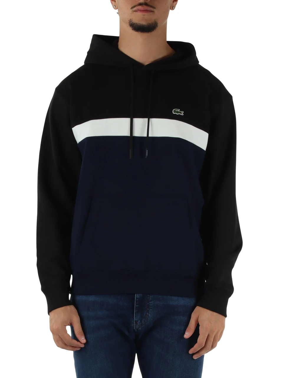 NERO | Felpa color block classic fit in cotone garzato