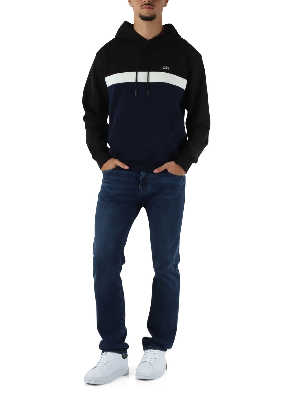 NERO | Felpa color block classic fit in cotone garzato