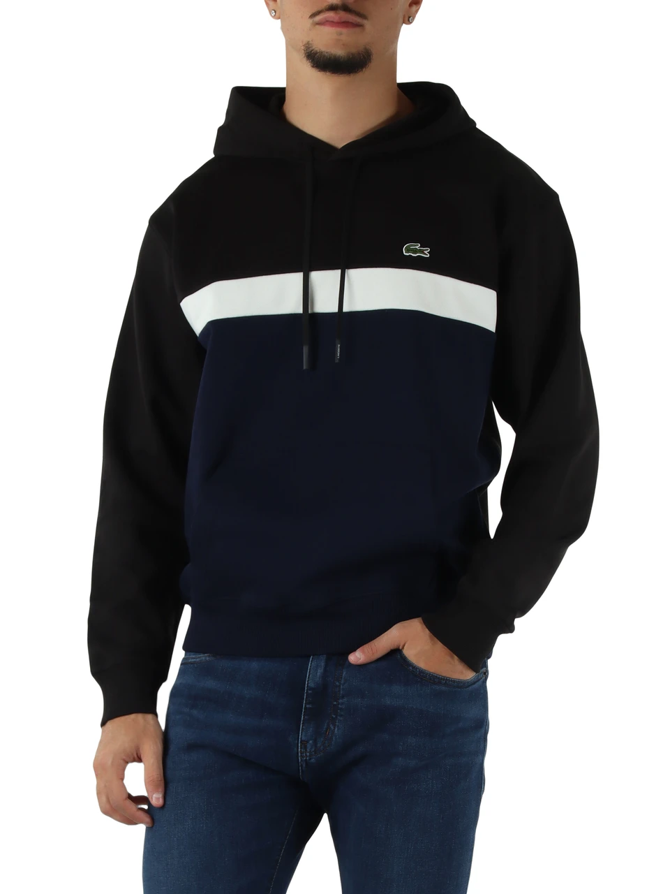 NERO | Felpa color block classic fit in cotone garzato