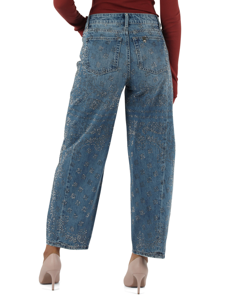 BLU CHIARO | THE GIGI HADID EDIT: Pantalone jeans balloon con strass
