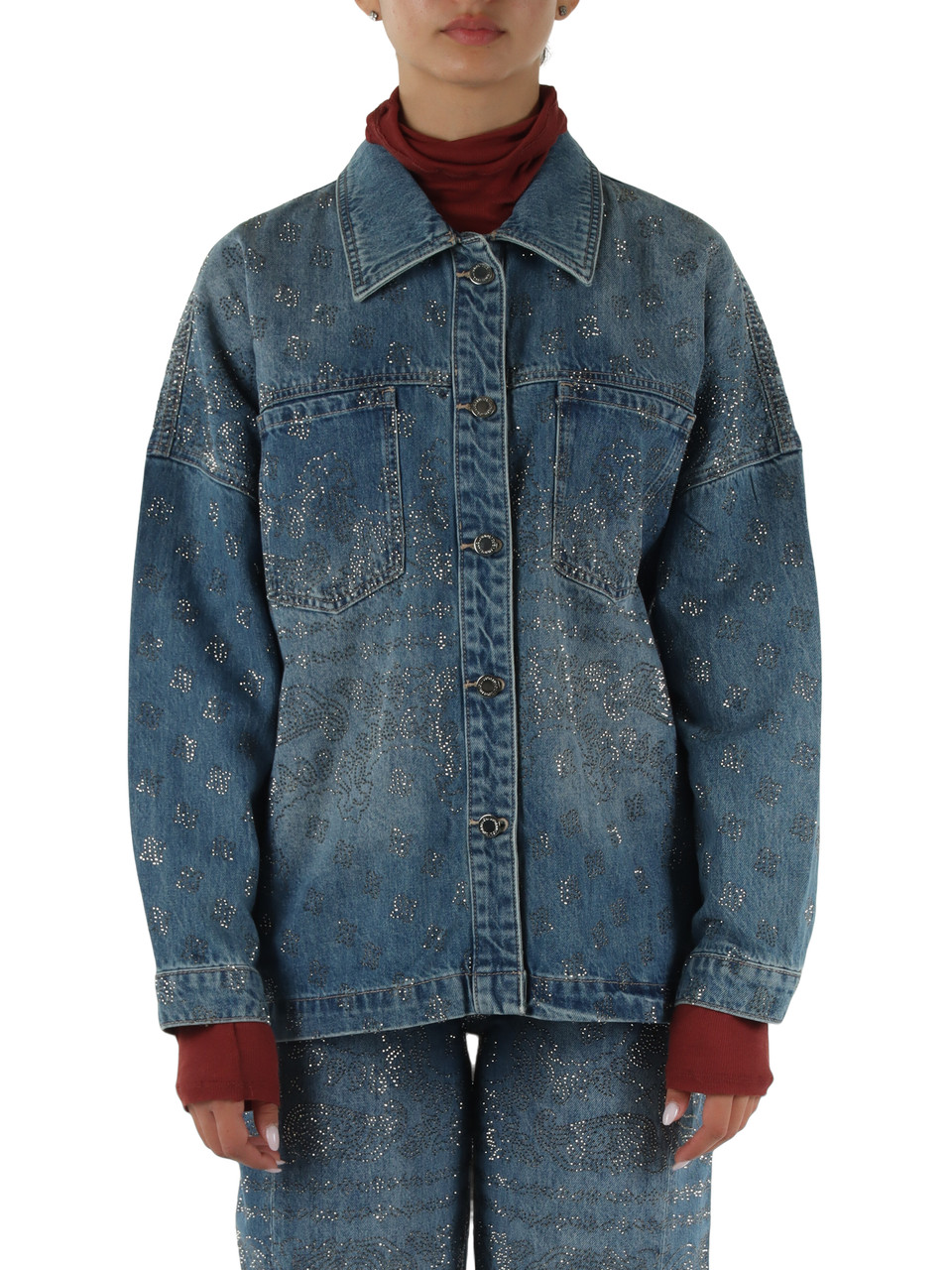 BLU CHIARO | THE GIGI HADID EDIT: Overshirt in denim con strass