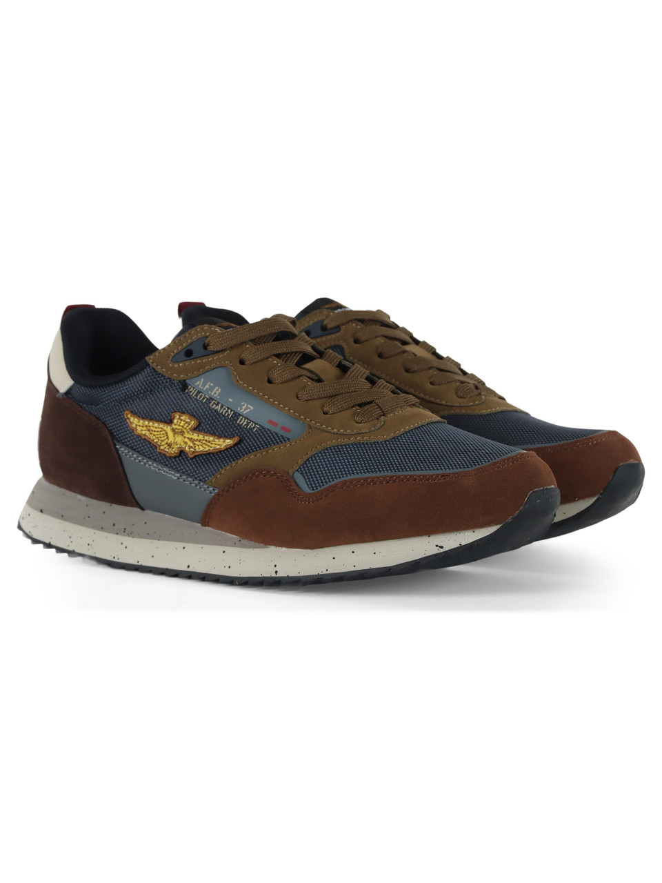 BLU CHIARO | Sneakers in tessuto ed ecosuede con patch logo