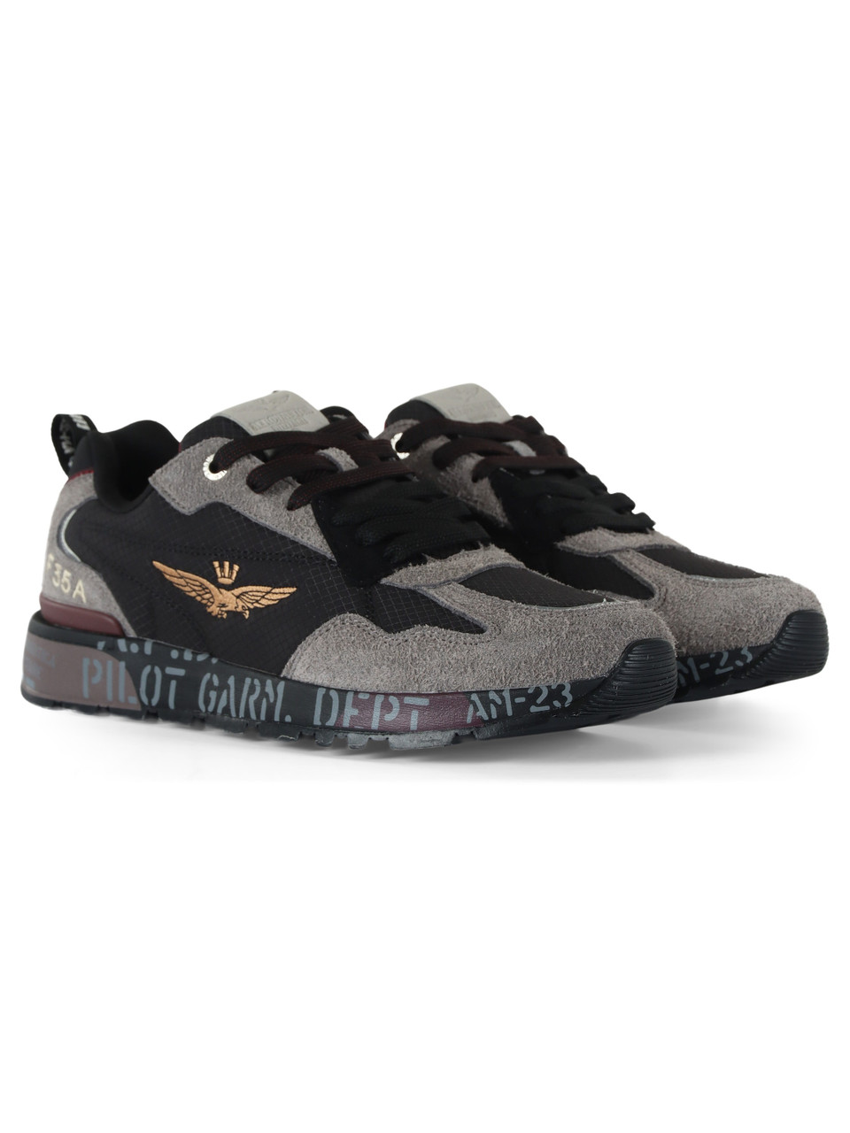 NERO | Sneakers in suede e tessuto con ricamo logo