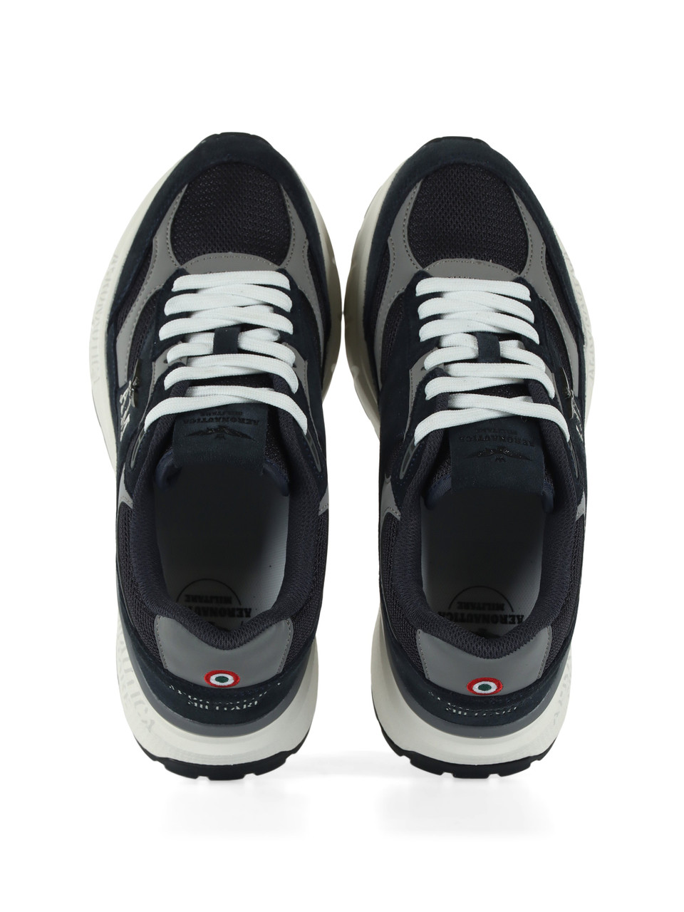 BLU SCURO | Sneakers in suede e tessuto con placca logo