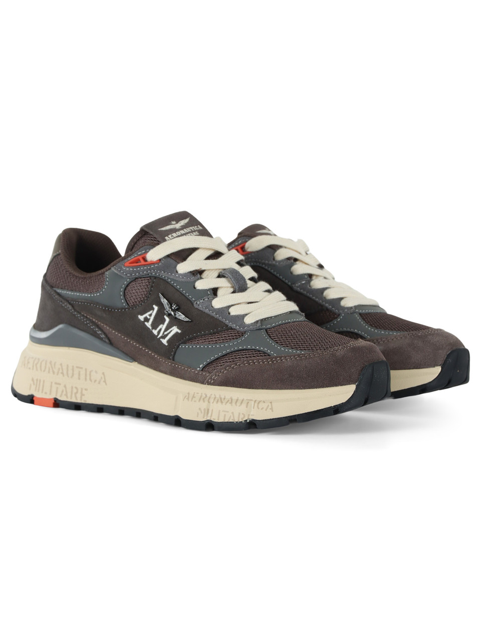 GRIGIO SCURO | Sneakers in suede e tessuto con placca logo