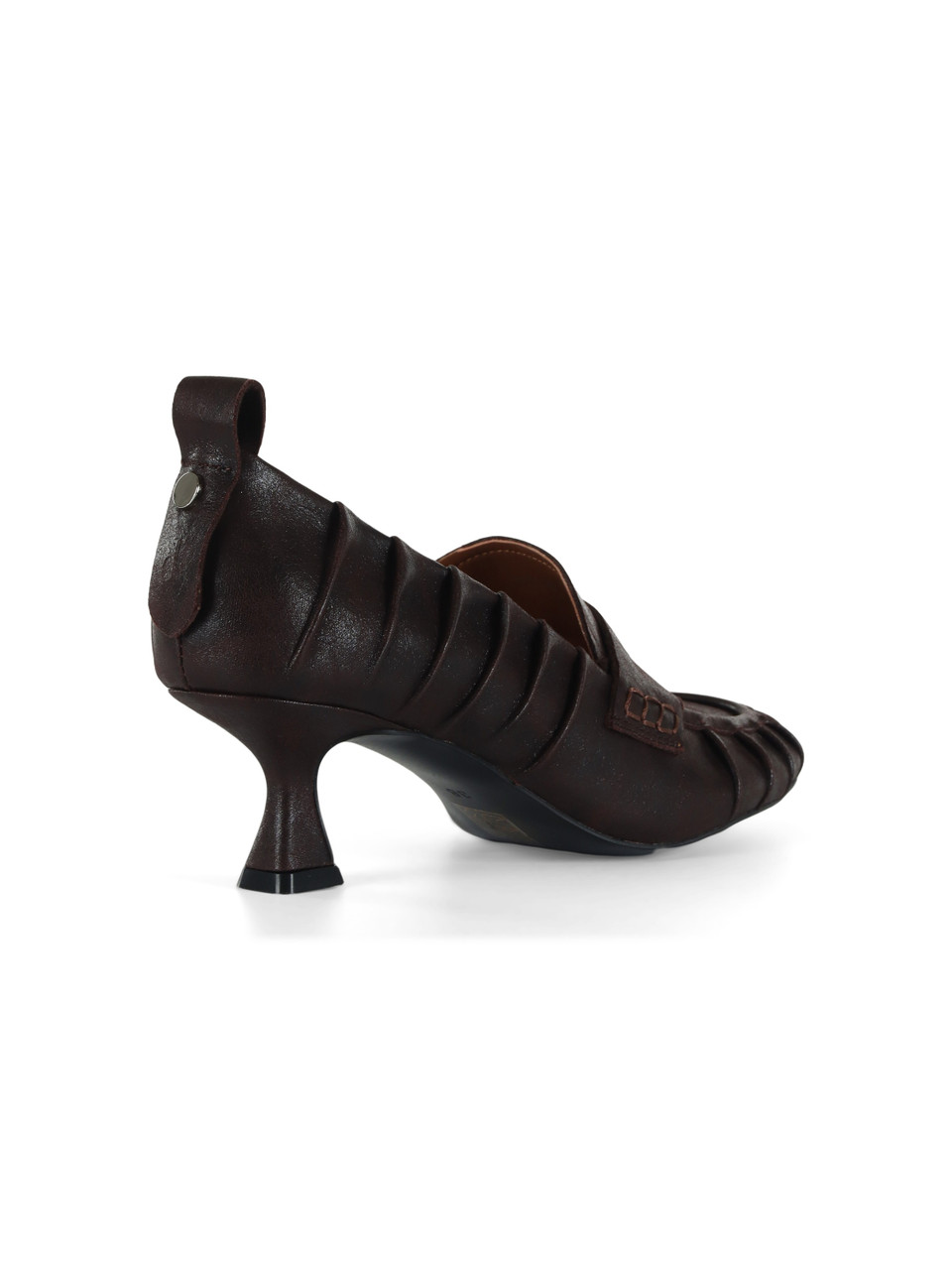 marrone scuro | Mocassini in pelle con tacco