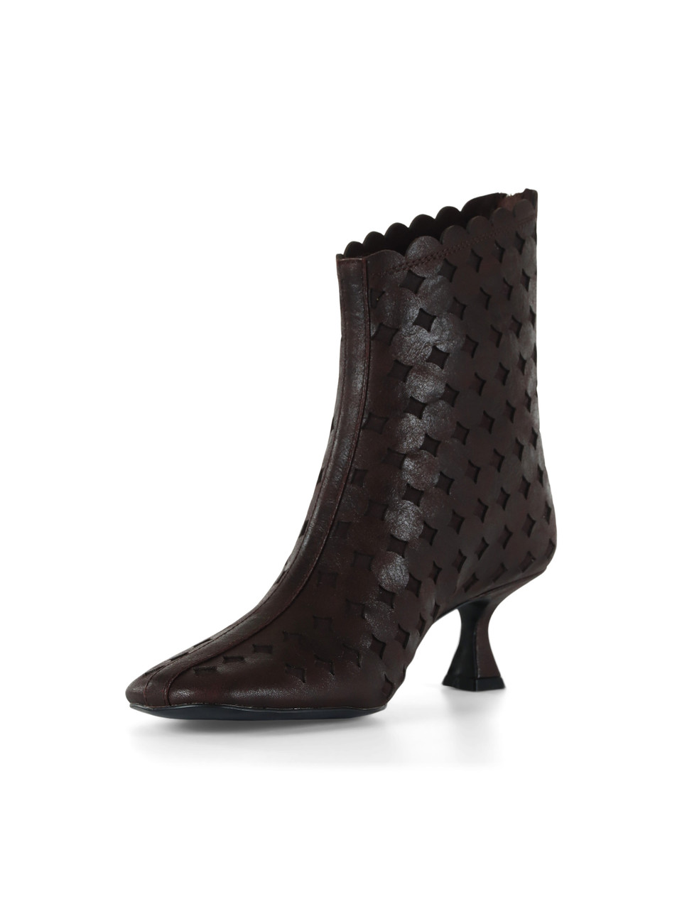 marrone scuro | Stivaletti in pelle con motivo decorativo