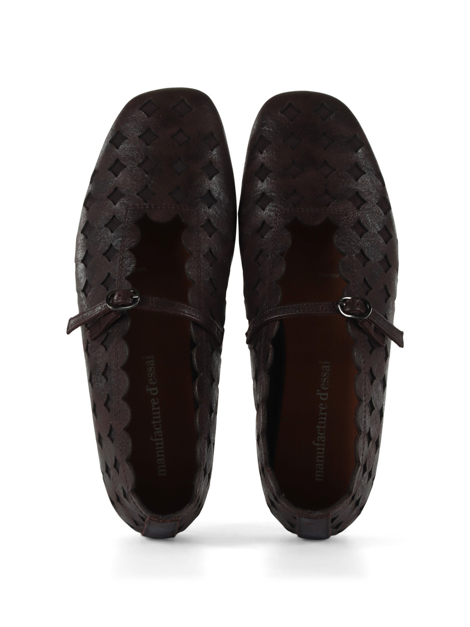 marrone scuro | Ballerine in pelle con cinturino