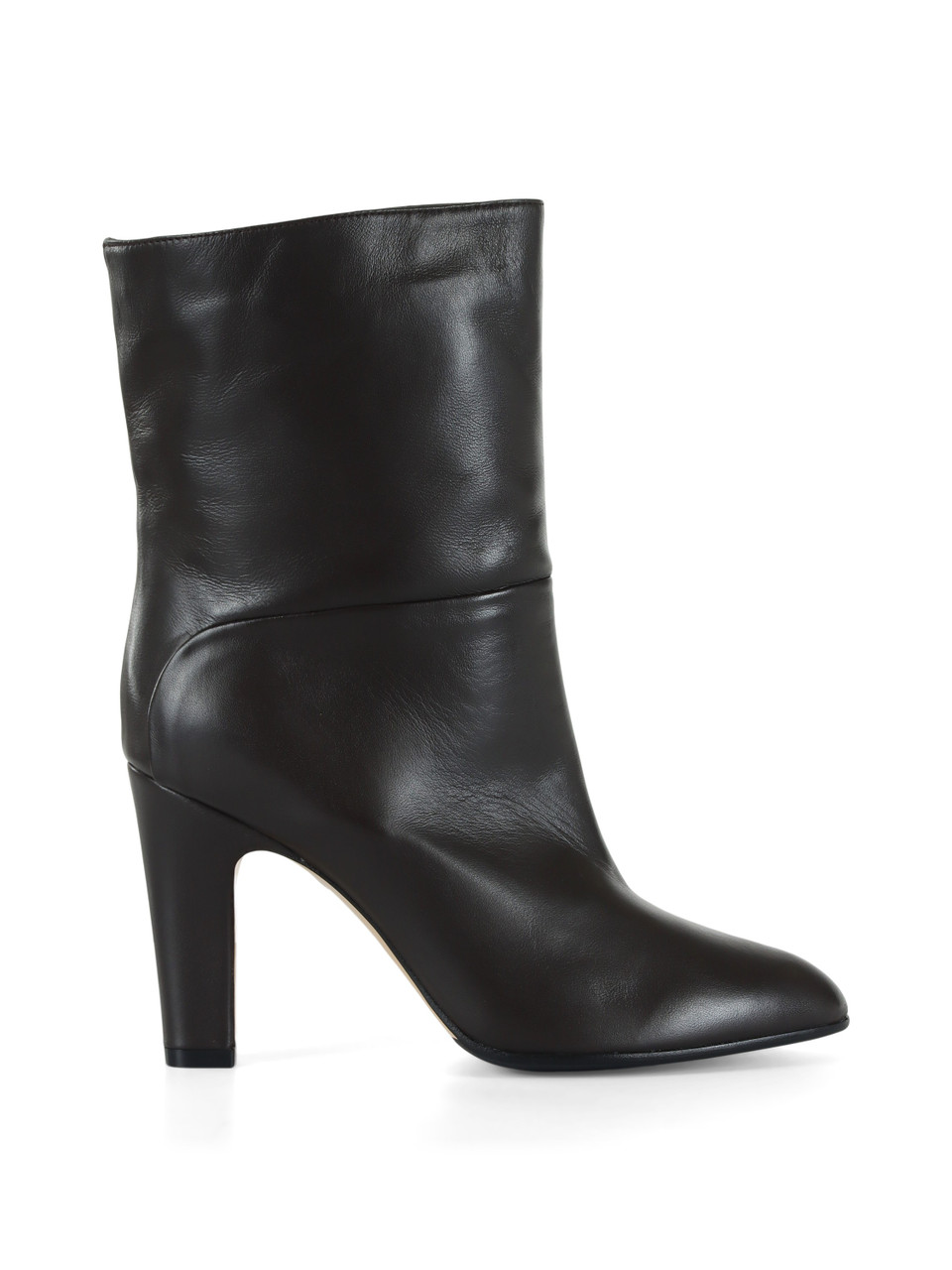 marrone scuro | Stivaletto in pelle con tacco