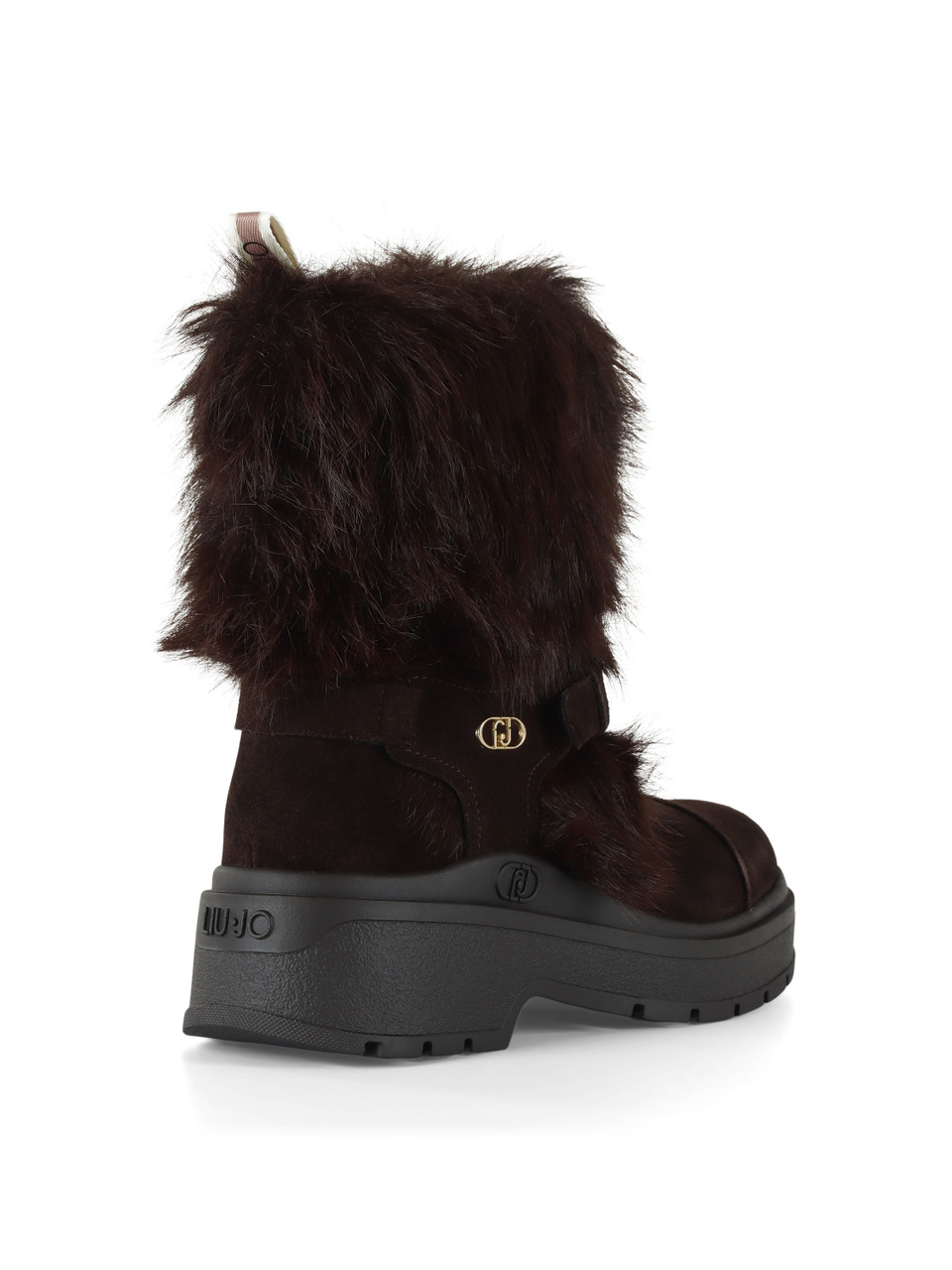 marrone scuro | Stivaletto in pelle ed ecopelliccia ANDREA 14