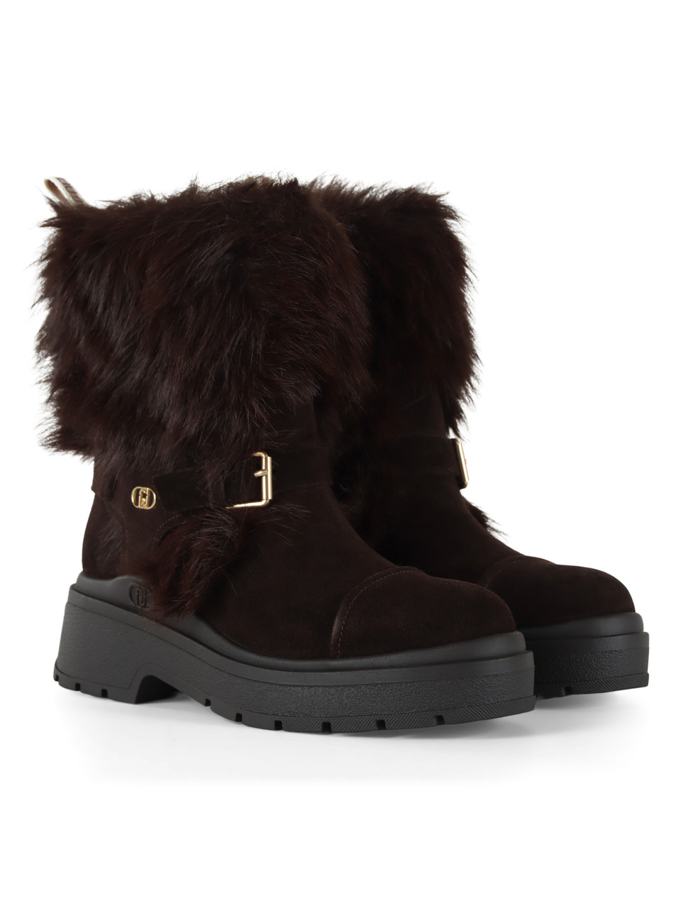 marrone scuro | Stivaletto in pelle ed ecopelliccia ANDREA 14