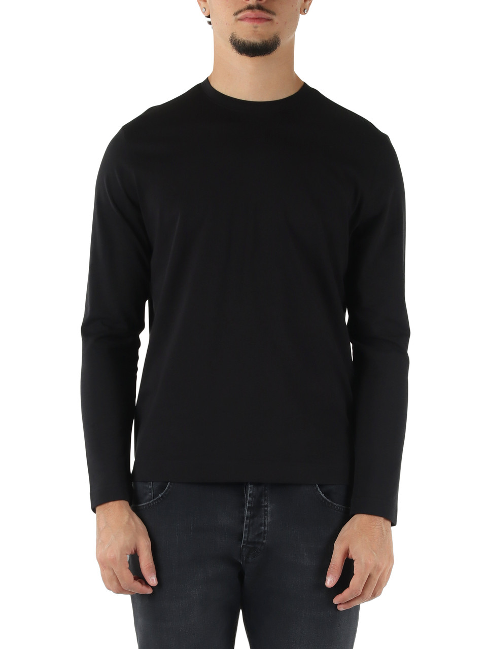 NERO | T-shirt Second Skin manica lunga in cotone Supima