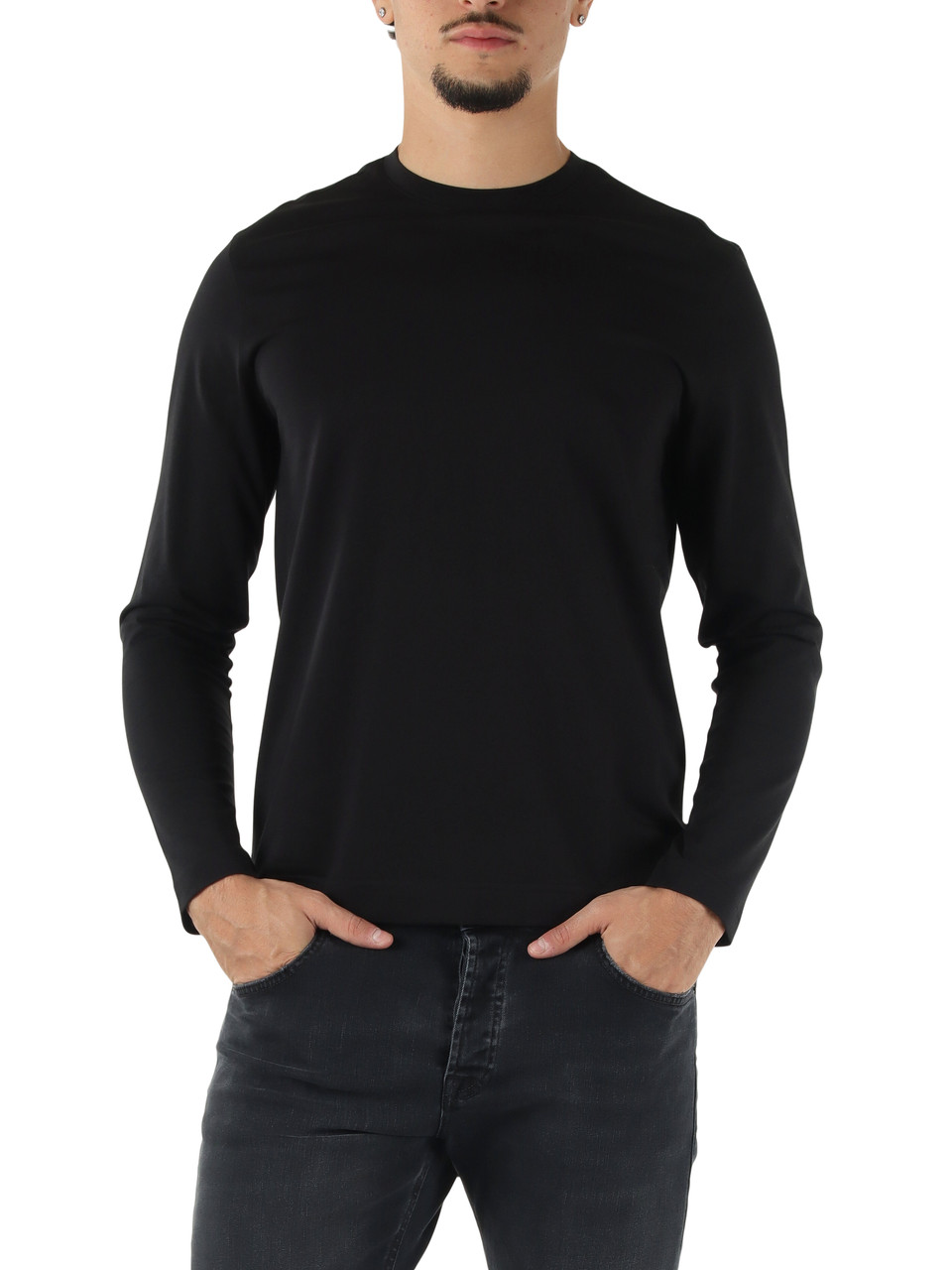 NERO | T-shirt Second Skin manica lunga in cotone Supima
