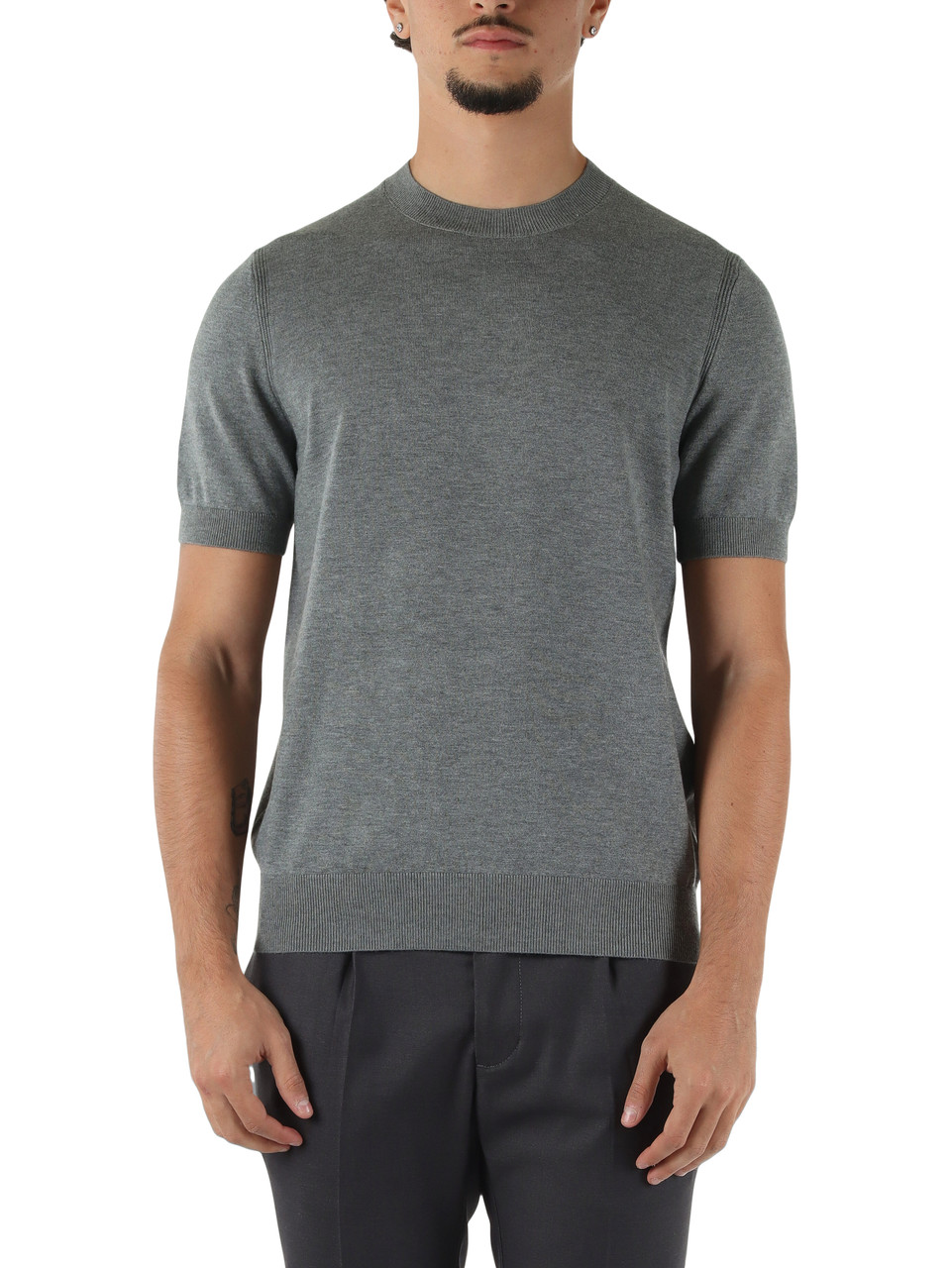 GRIGIO | Maglia Second Skin Viscose Cashmere a maniche corte