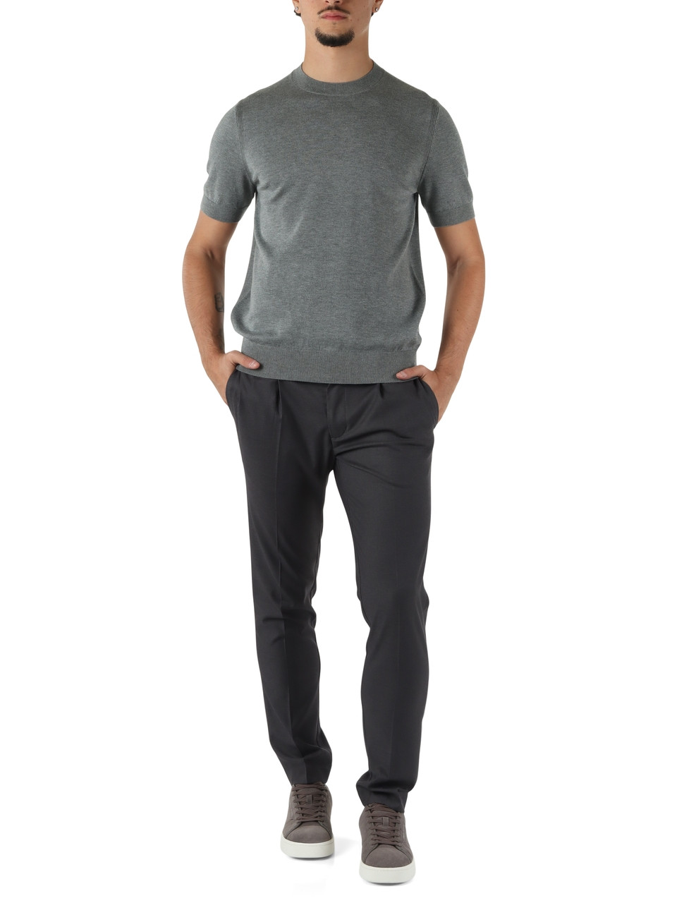 GRIGIO | Maglia Second Skin Viscose Cashmere a maniche corte