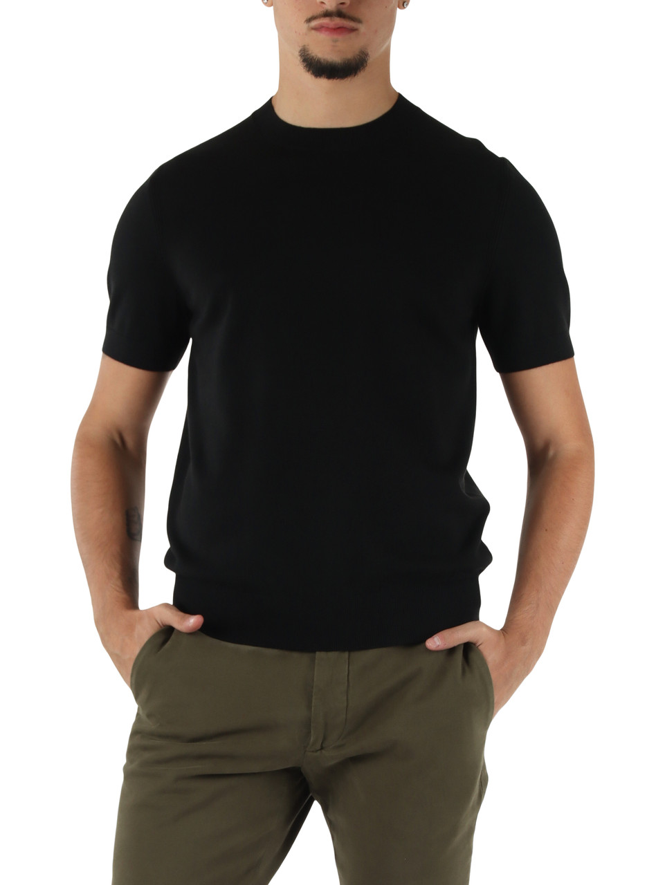 NERO | Maglia Second Skin Viscose Cashmere a maniche corte
