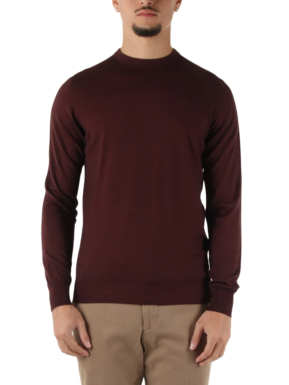 BORDEAUX | Maglia girocollo in lana merino extrafine