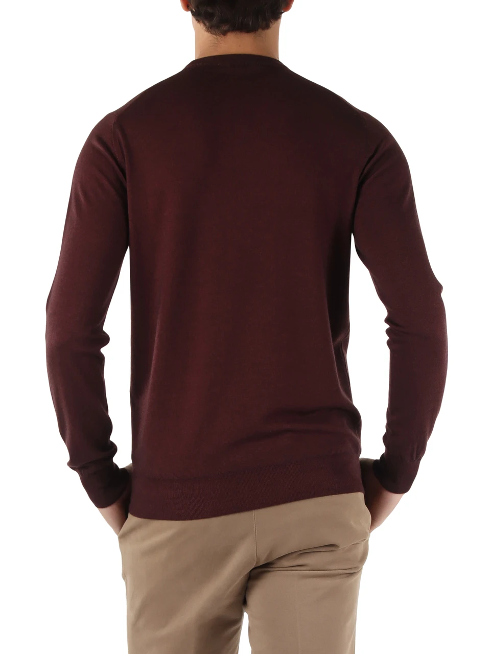 BORDEAUX | Maglia girocollo in lana merino extrafine