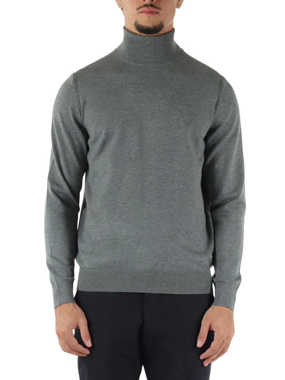 GRIGIO | Maglia collo alto Second Skin Viscose Cashmere