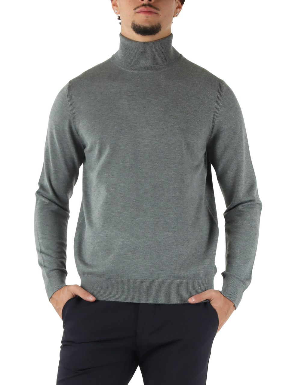 GRIGIO | Maglia collo alto Second Skin Viscose Cashmere