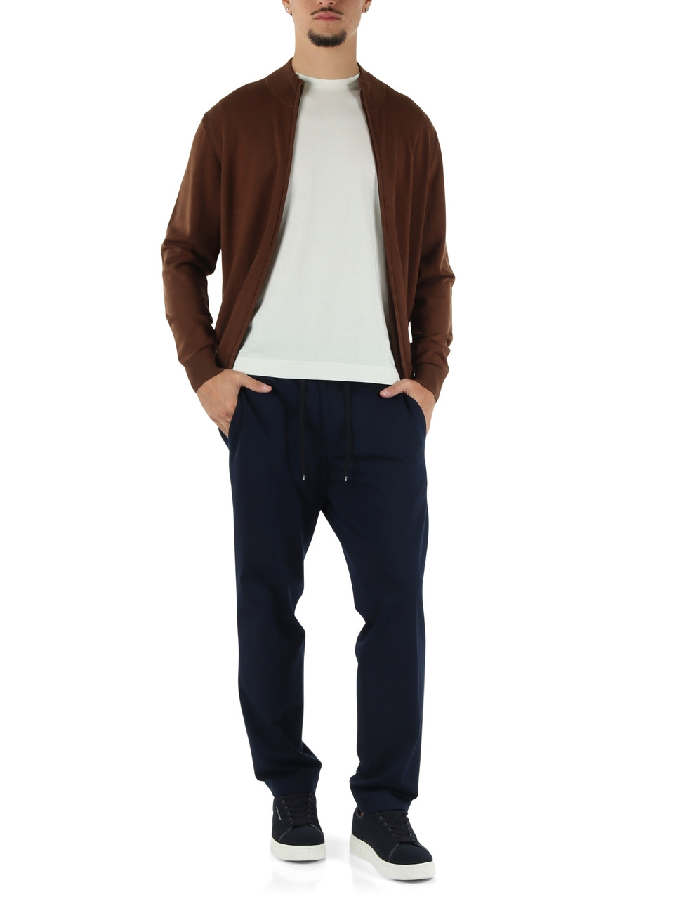 MARRONE | Cardigan con zip Second Skin Viscose Cashmere
