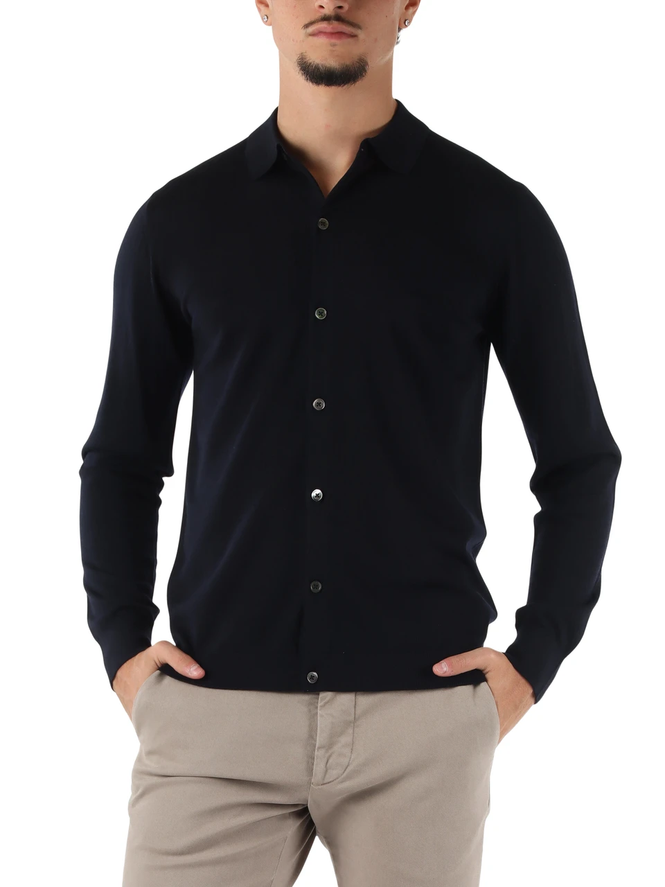 BLU SCURO | Cardigan in lana merino ultrafine