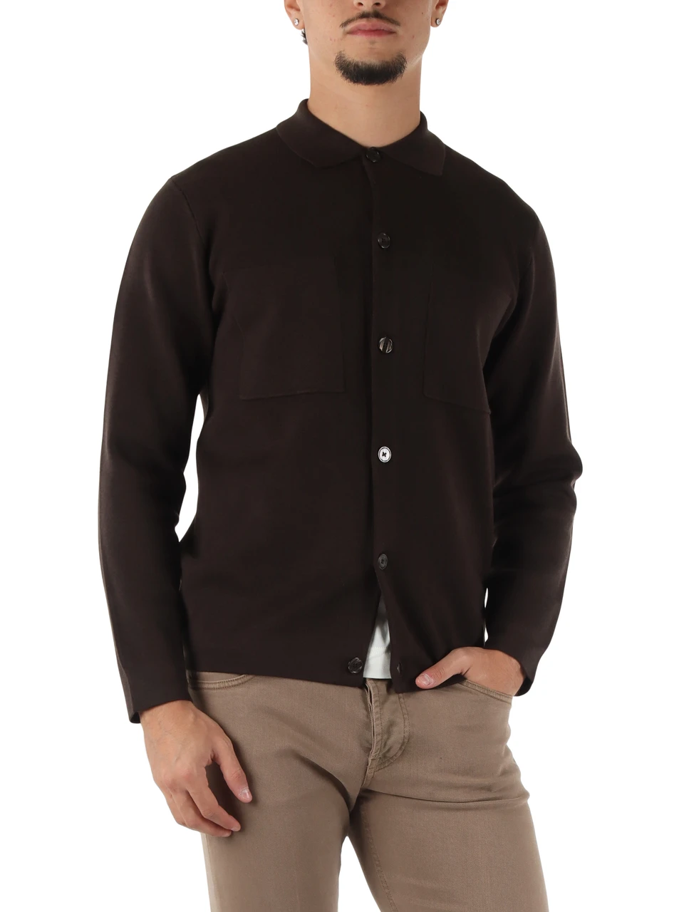 MARRONE | Cardigan Second Skin Tech Merinos Tencel