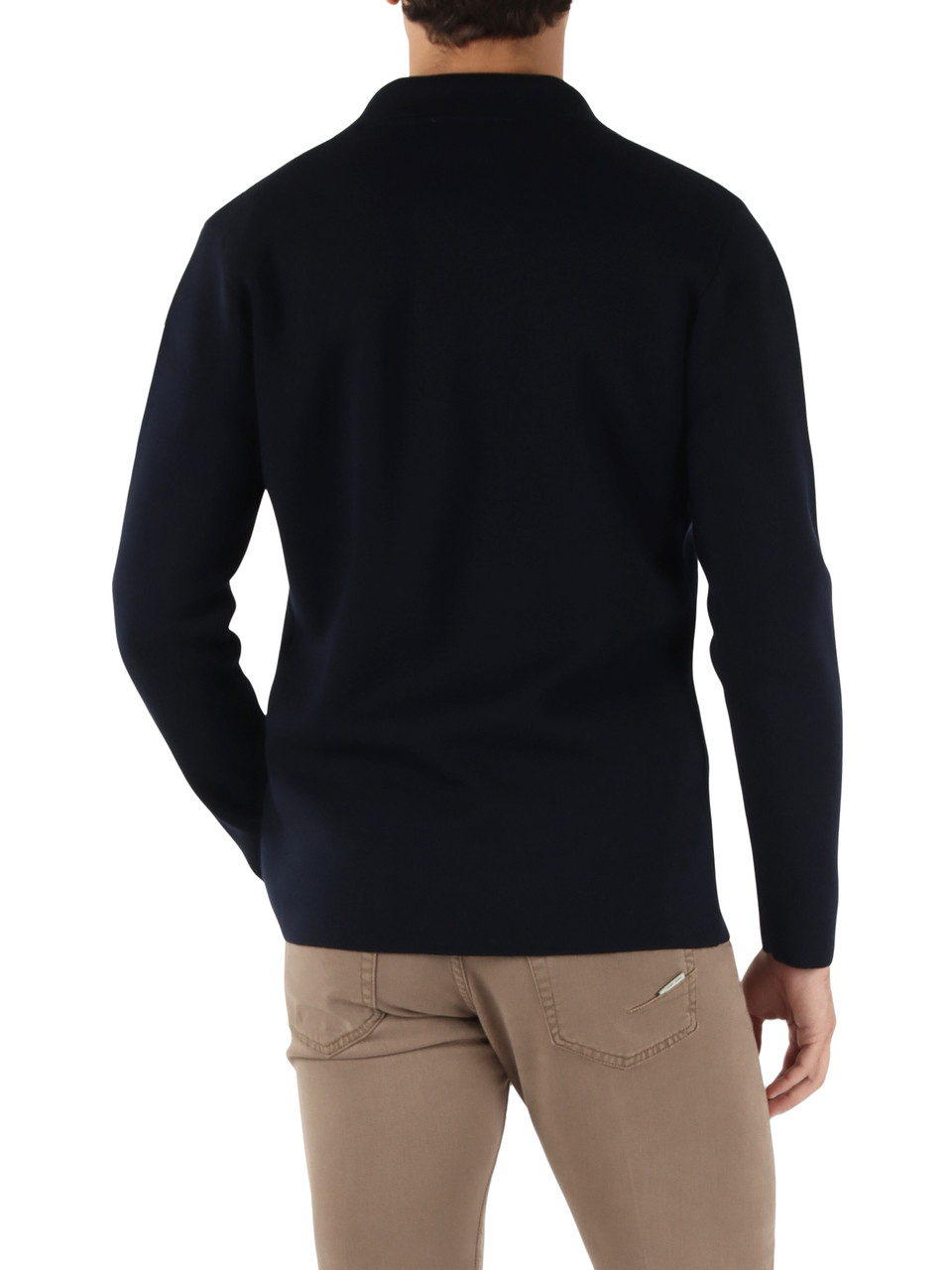 BLU SCURO | Giacca doppiopetto in maglia di misto lana