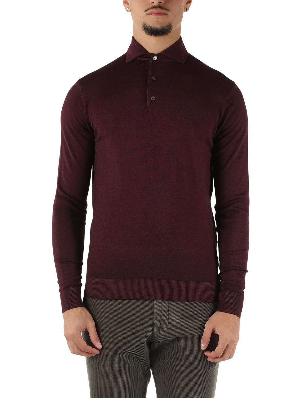 VINACCIA | Maglia collo a polo in lana e seta