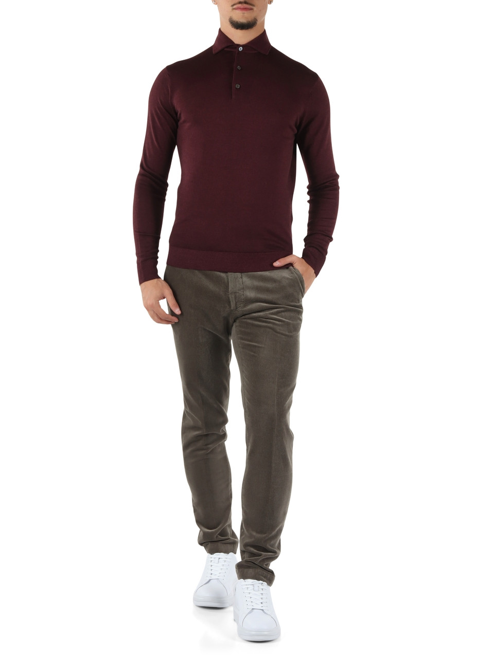 VINACCIA | Maglia collo a polo in lana e seta