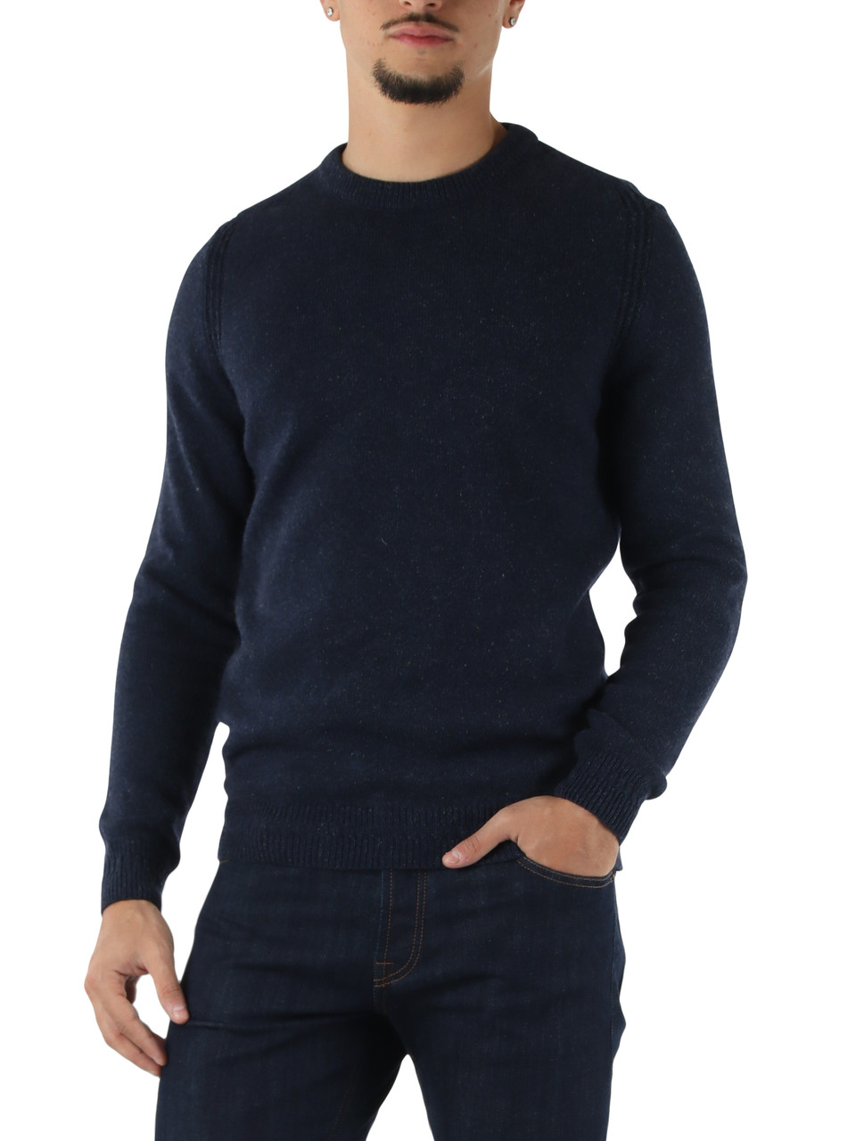 BLU | Maglia girocollo FALLOW in misto lana, viscosa e seta