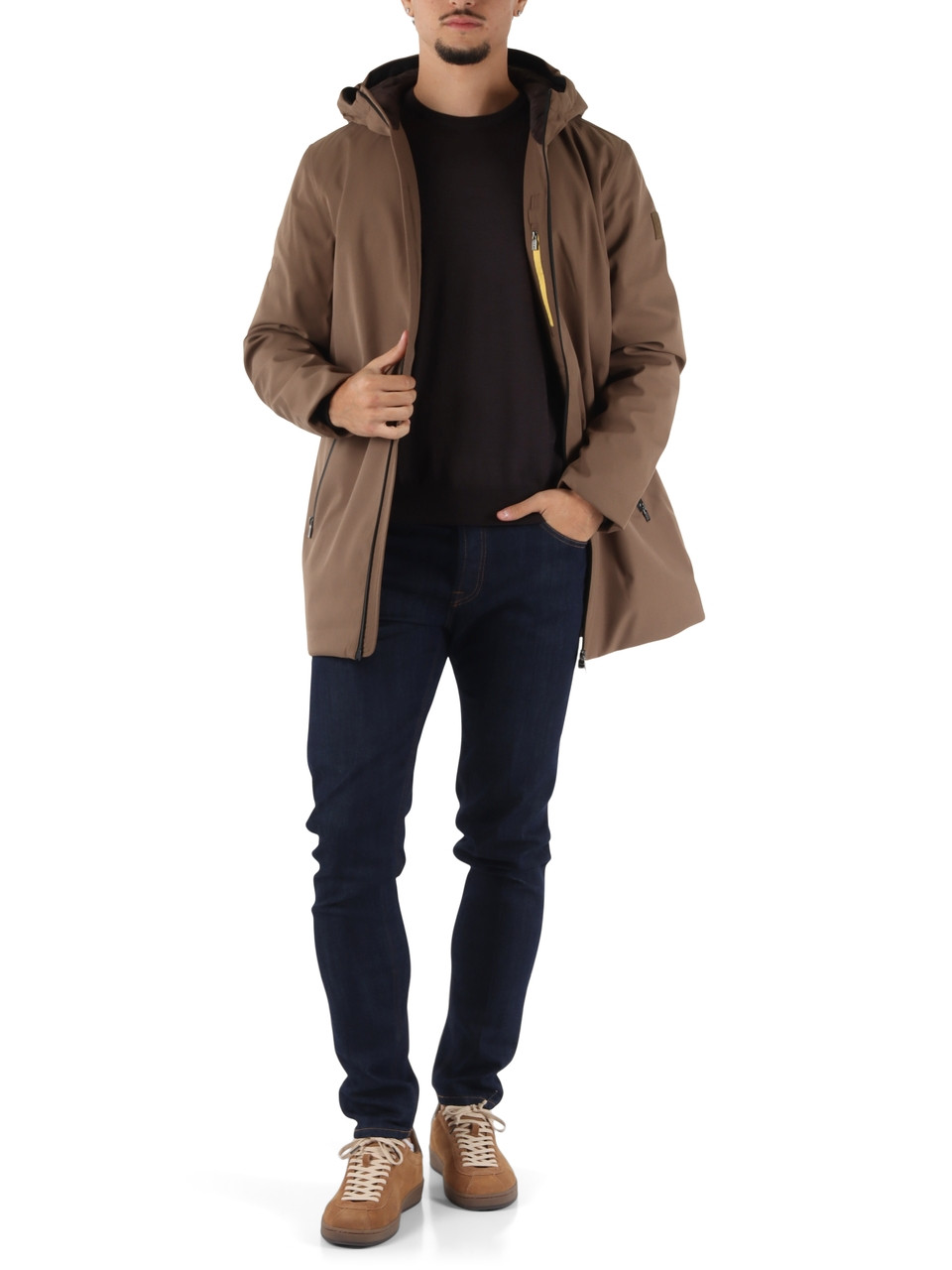 fango | Piumino tre quarti con cappuccio HERDO 3.0 Soft Shell