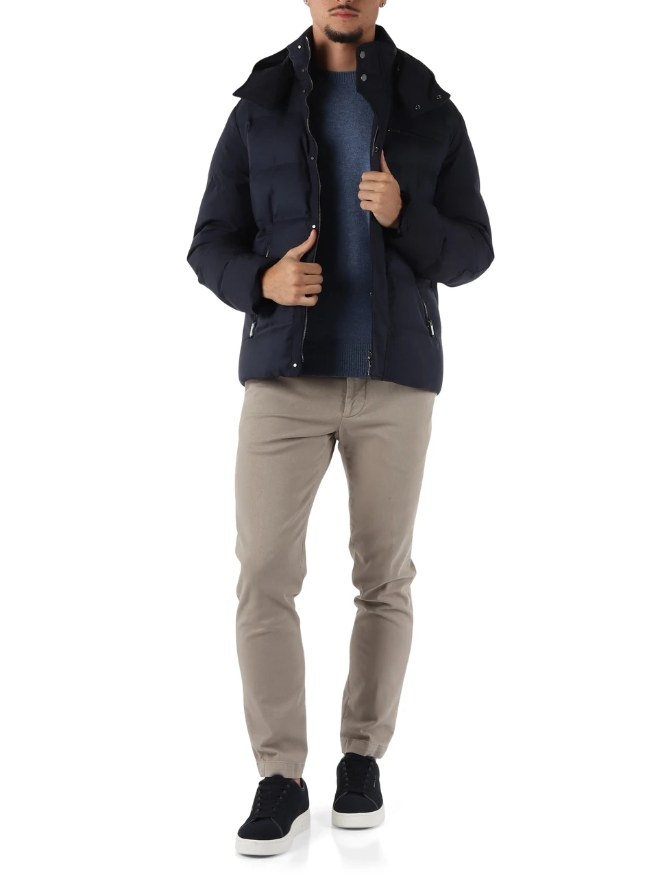 BLU | Piumino trapuntato Typhoon Platinum in lana vergine Loro Piana
