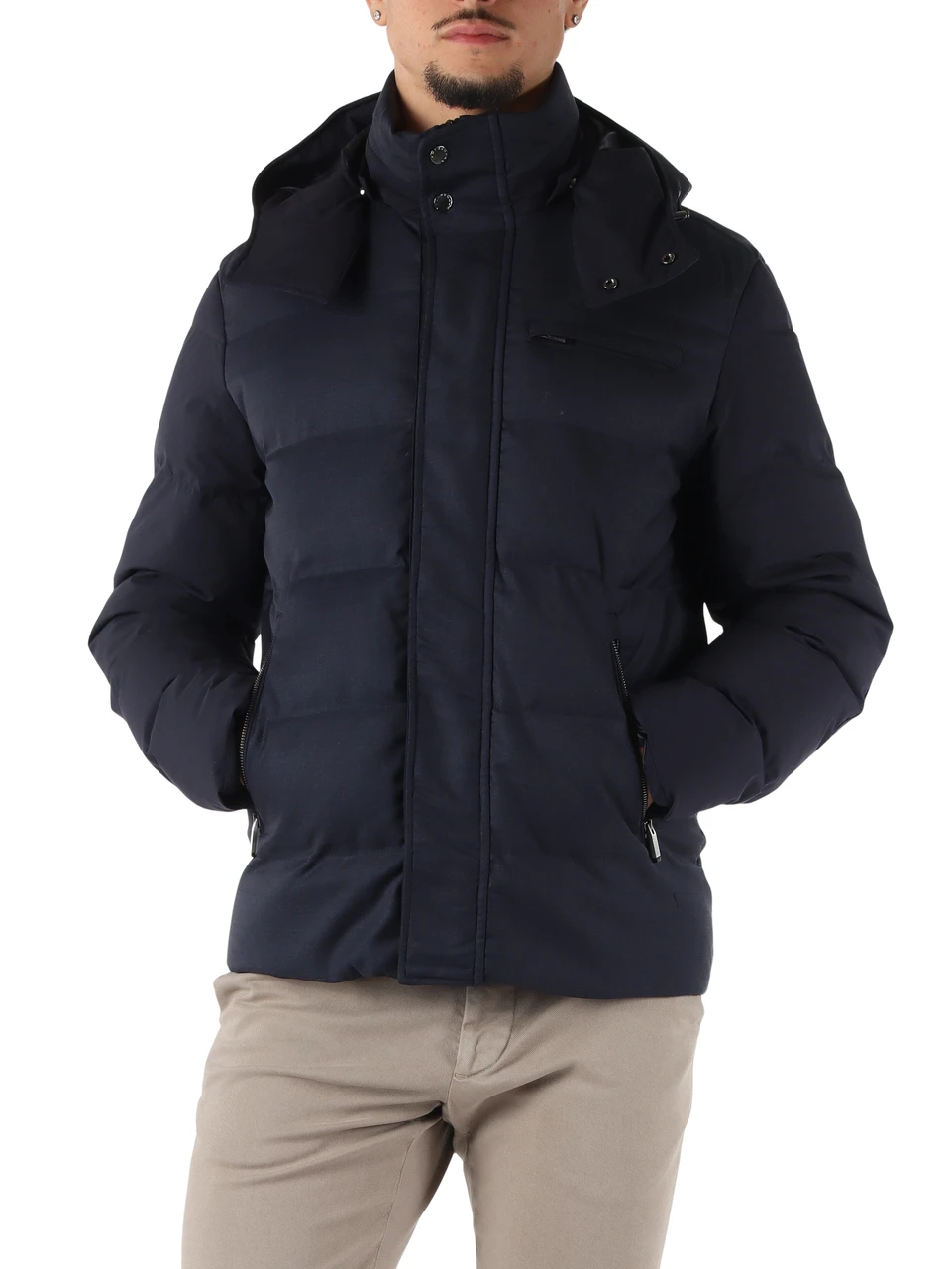 BLU | Piumino trapuntato Typhoon Platinum in lana vergine Loro Piana