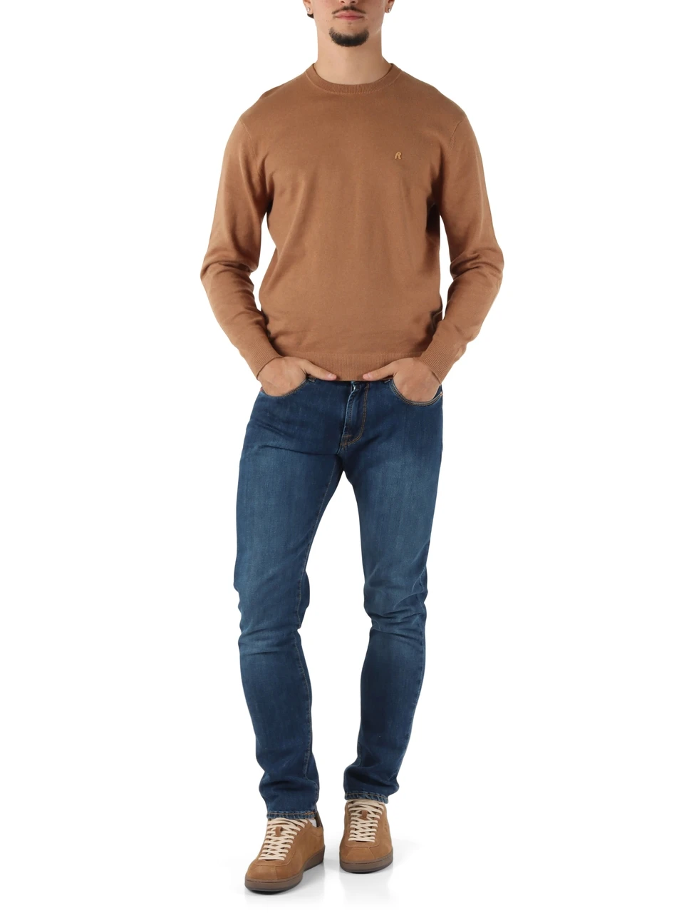 CAMMELLO | Maglia girocollo in cotone e cashmere