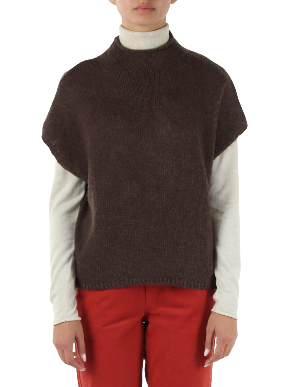 MARRONE | Gilet in lana e cotone CASTELLY