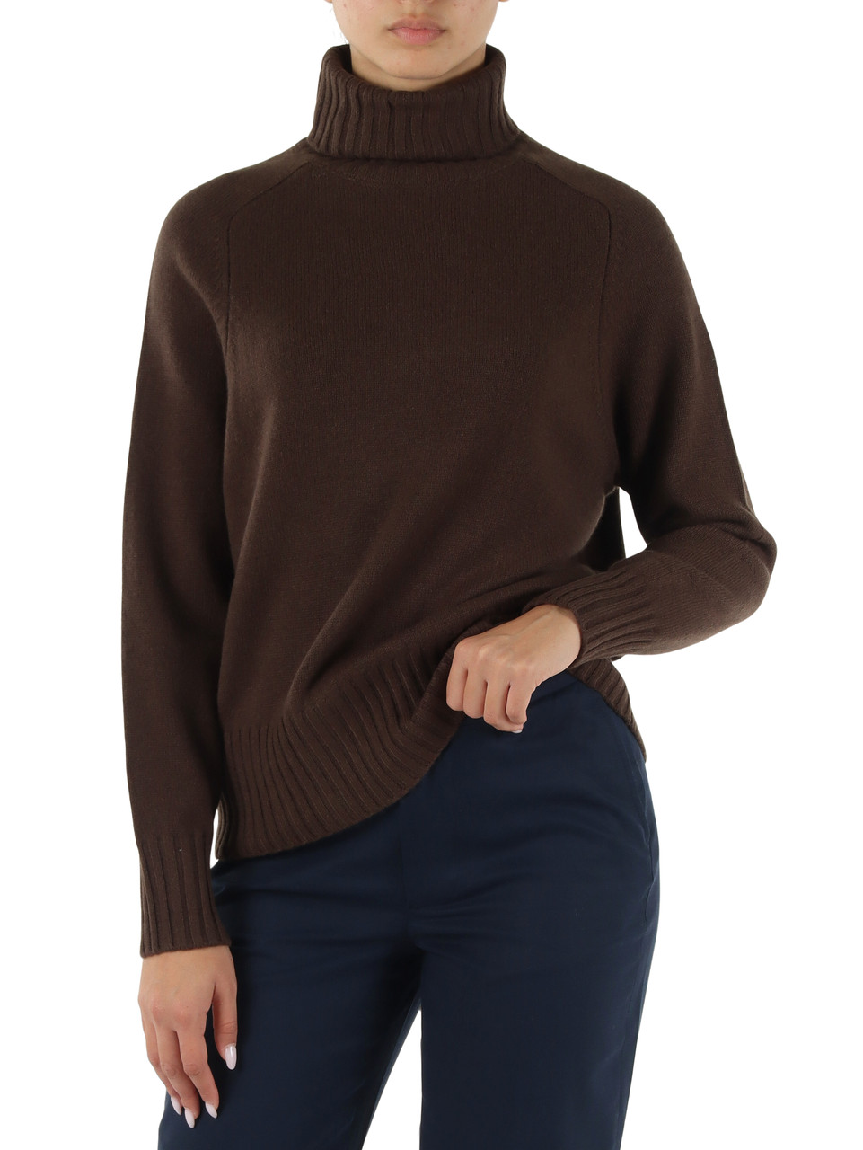 MARRONE | Maglia collo alto in lana CAQUI