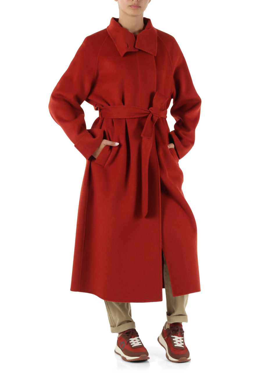 ARANCIONE | Cappotto lungo in panno di lana LORA