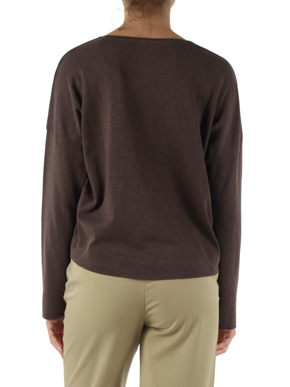 MARRONE | T-shirt manica lunga VERONE in cotone fiammato