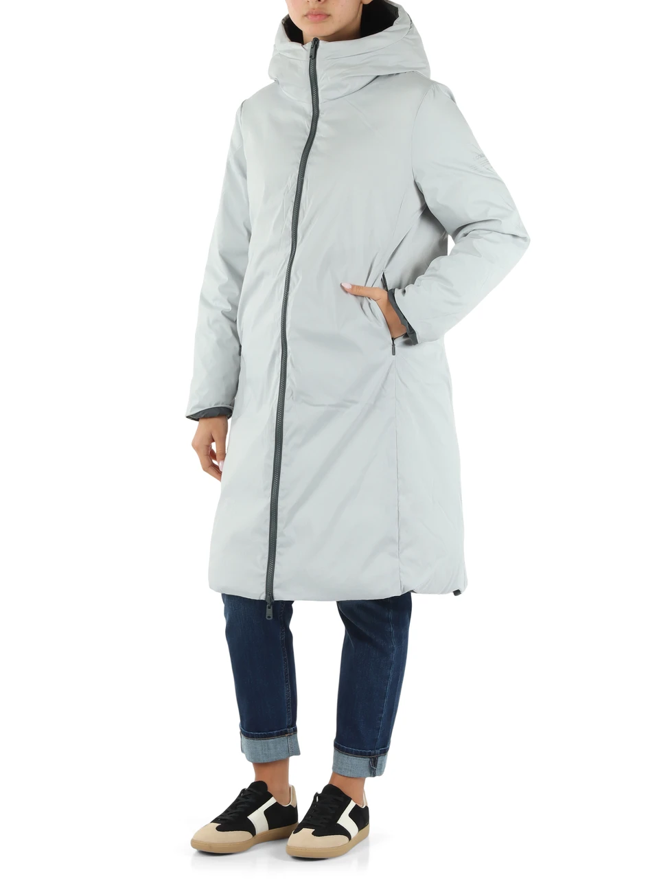 GRIGIO CHIARO | Giubbotto lungo reversibile BARU Primaloft