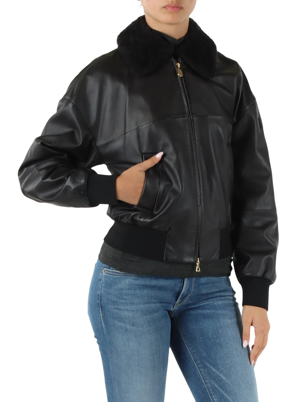 NERO | Giacca bomber in pelle RUTI LE TTP FUR