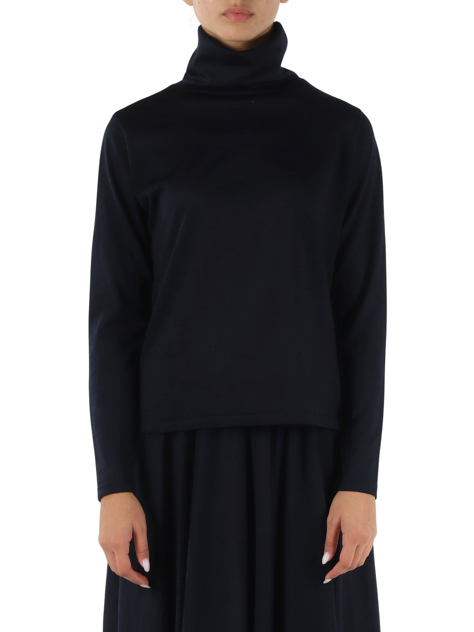 BLU SCURO | T-shirt collo alto in lana vergine