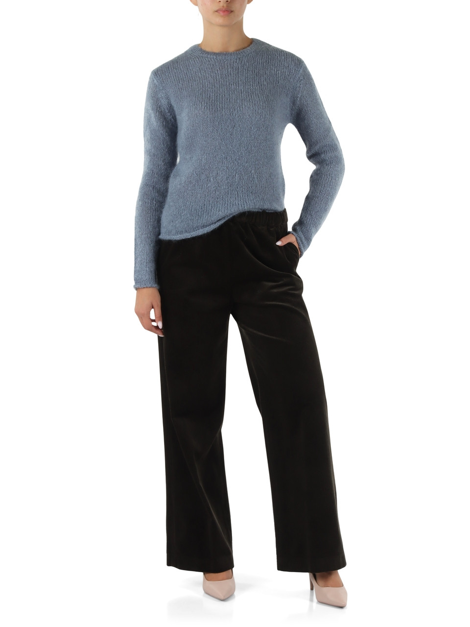 marrone scuro | Pantalone in velluto di cotone coste 500 righe