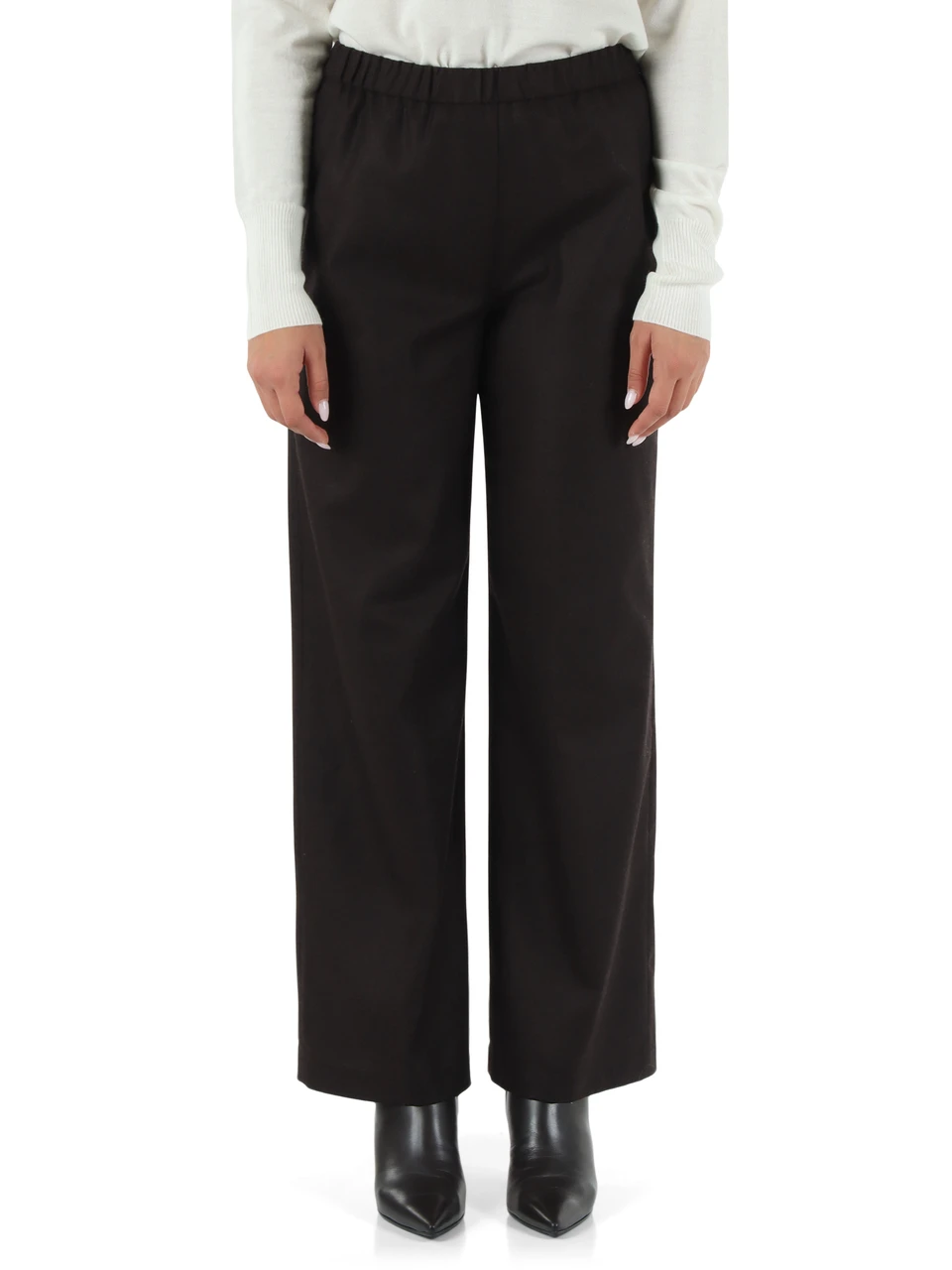 marrone scuro | Pantalone in flanella di misto lana e cashmere