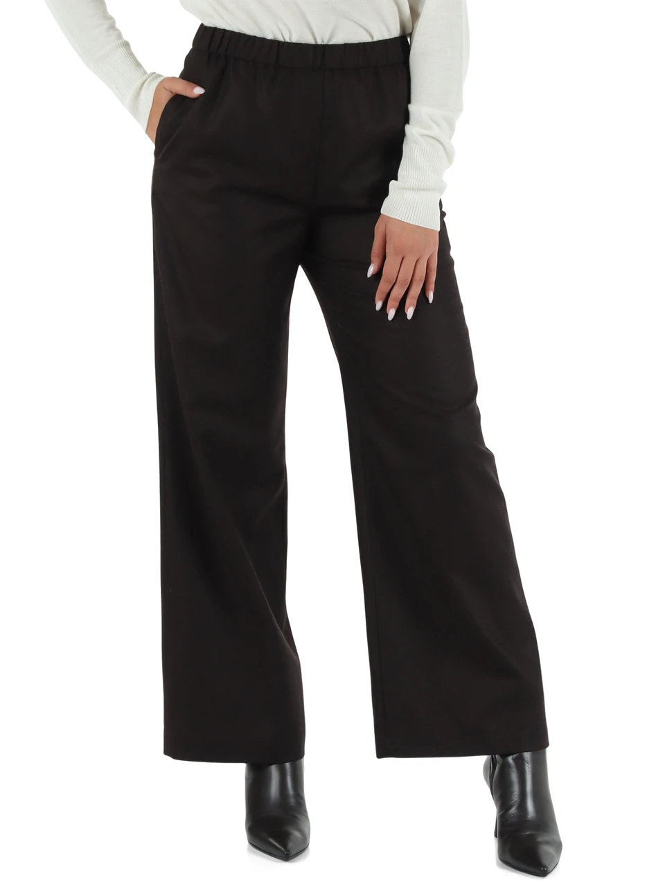 marrone scuro | Pantalone in flanella di misto lana e cashmere