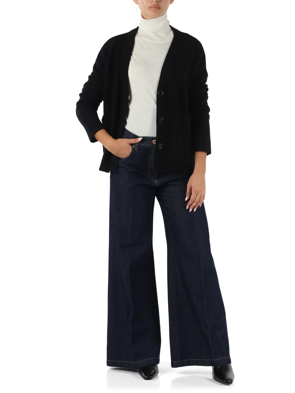 BLU | Pantalone jeans cinque tasche gamba larga