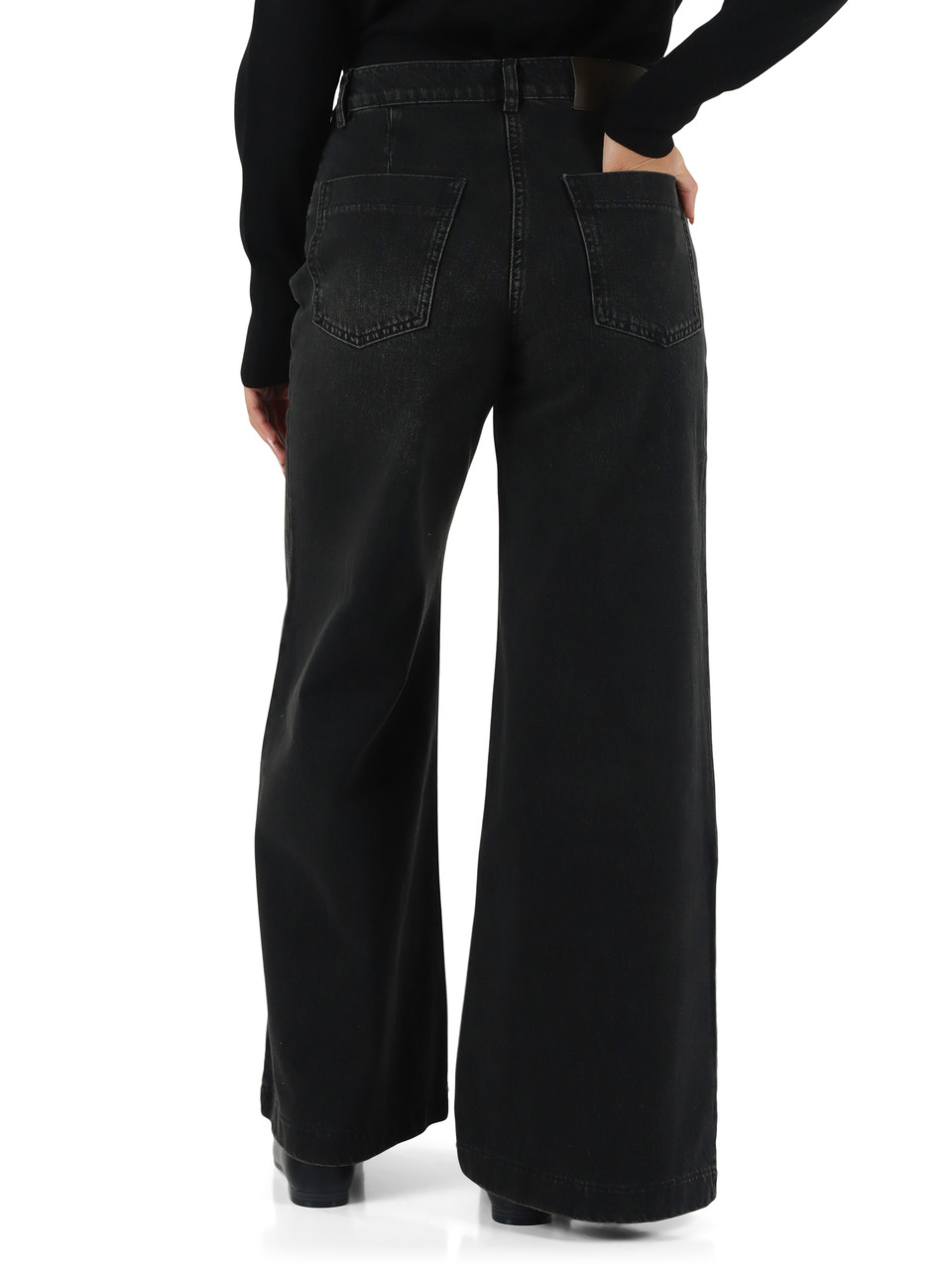 GRIGIO SCURO | Pantalone jeans cinque tasche gamba larga