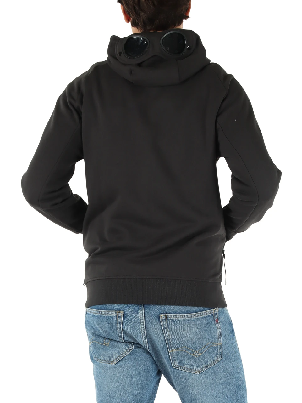 GRIGIO SCURO | Felpa in fleece di cotone con cappuccio e zip