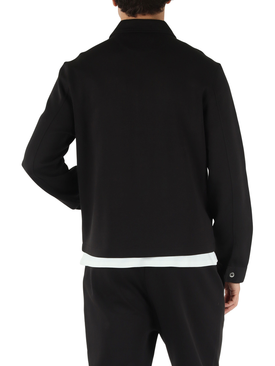 NERO | Overshirt in misto cotone con placca logo frontale